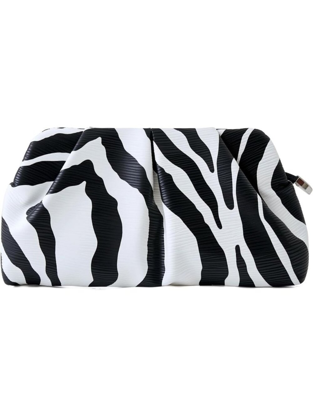 Women's Zebra Pleated Pu Clutch Purse For Dressy With Chain Formal Handbag